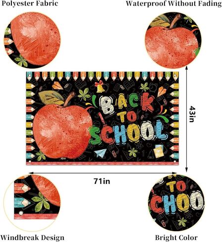 Back to School Photo Backdrop First Day of School Banner 1st Day of School Deocrations and Supplies for Home School Classroom Office in Saudi Arabia
