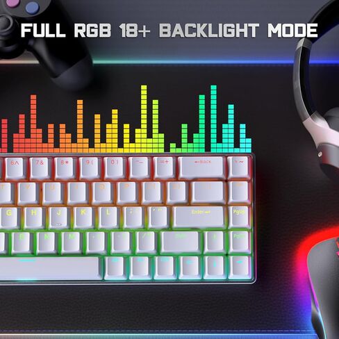 RK ROYAL KLUDGE RK68Pro لوحة مفاتيح ميكانيكية سلكية بنسبة 60% مع إطار CNC، لوحة مفاتيح ألعاب مدمجة مع برنامج 68 مفتاحًا بإضاءة خلفية RGB قابلة للتبديل السريع، مفتاح Gateron الأزرق in Kuwait