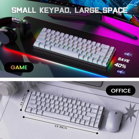 RK ROYAL KLUDGE RK68Pro لوحة مفاتيح ميكانيكية سلكية بنسبة 60% مع إطار CNC، لوحة مفاتيح ألعاب مدمجة مع برنامج 68 مفتاحًا بإضاءة خلفية RGB قابلة للتبديل السريع، مفتاح Gateron الأزرق in Kuwait