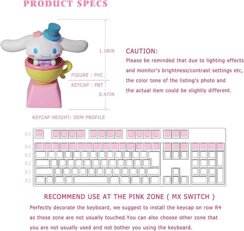 Custom Japanese Anime Keycaps,Compatible with Cherry MX Switches Mechanical Keyboard Pink PBT Keycap,Computer Gaming Keyboards Cute Key Caps,Artisan ESC OEM Profile R4 Key Cap (Trumpet) in Saudi Arabia