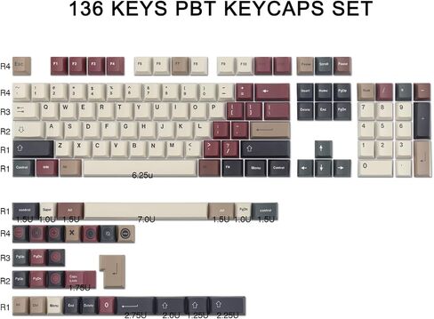JOMKIZ Keycaps, 136 Keys Dye Sublimation Cherry Profile Keycaps Custom Keycap Set for Cherry MX Switches Mechanical Keyboards in Saudi Arabia