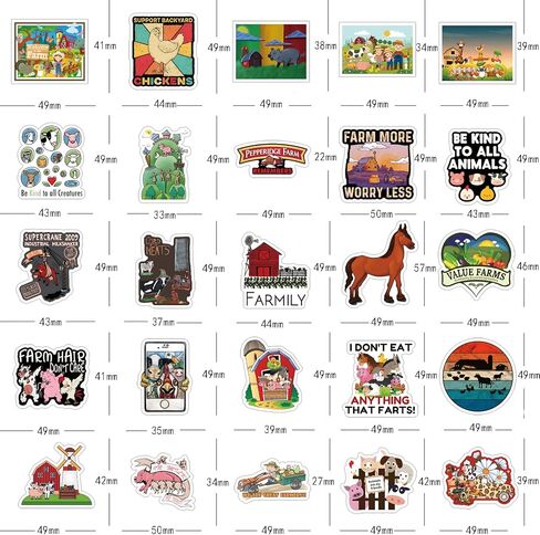 مجموعة 62 قطعة من ملصقات حيوانات المزرعة، ملصقات لاصقة مقاومة للماء من الفينيل الجمالية اللطيفة لزجاجة المياه، والكمبيوتر المحمول، والهاتف، ولوح التزلج، وسجل القصاصات، وهدايا الحائط للأطفال الصغار والمراهقين والبالغين لديكور مستلزمات الحفلات in Kuwait