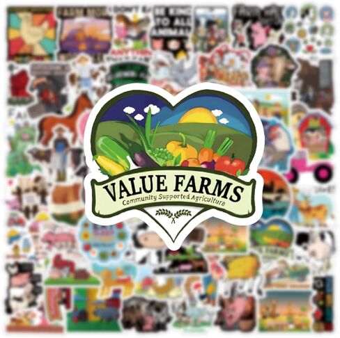 مجموعة 62 قطعة من ملصقات حيوانات المزرعة، ملصقات لاصقة مقاومة للماء من الفينيل الجمالية اللطيفة لزجاجة المياه، والكمبيوتر المحمول، والهاتف، ولوح التزلج، وسجل القصاصات، وهدايا الحائط للأطفال الصغار والمراهقين والبالغين لديكور مستلزمات الحفلات in Kuwait