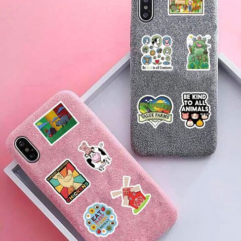 مجموعة 62 قطعة من ملصقات حيوانات المزرعة، ملصقات لاصقة مقاومة للماء من الفينيل الجمالية اللطيفة لزجاجة المياه، والكمبيوتر المحمول، والهاتف، ولوح التزلج، وسجل القصاصات، وهدايا الحائط للأطفال الصغار والمراهقين والبالغين لديكور مستلزمات الحفلات in Kuwait