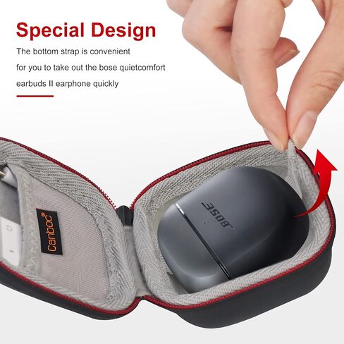 حافظة Canboc صلبة لسماعات Bose QuietComfort Earbuds II/NEW Bose QuietComfort Ultra Earbuds الغاء الضوضاء داخل الأذن سماعات بلوتوث لاسلكية، حقيبة شبكية تناسب كابل شحن USB-C، أطراف الأذن، أسود in Kuwait