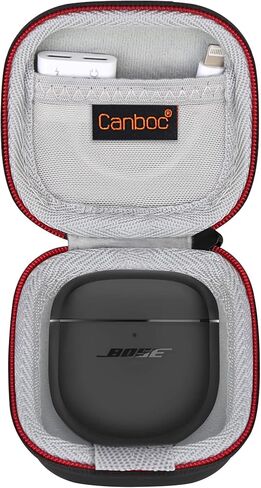حافظة Canboc صلبة لسماعات Bose QuietComfort Earbuds II/NEW Bose QuietComfort Ultra Earbuds الغاء الضوضاء داخل الأذن سماعات بلوتوث لاسلكية، حقيبة شبكية تناسب كابل شحن USB-C، أطراف الأذن، أسود in Kuwait