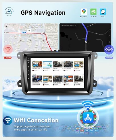 راديو سيارة 8 CORE 4G+64G مع CarPlay لاسلكي/Android Auto لسيارة VW Passat Jetta Golf Caddy EOS T5 Tiguan Skoda Seat، 7 بوصات 1280 * 720P IPS شاشة تعمل باللمس ستيريو Android 13 GPS WiFi Bluetooth DSP Camera in Saudi Arabia