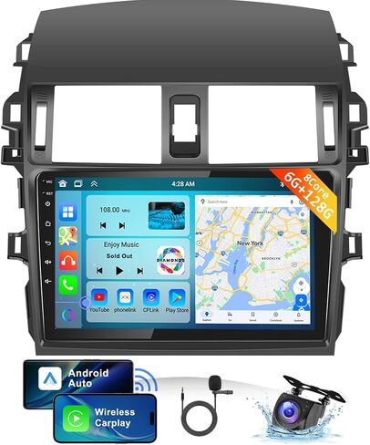 【8Core 6+128G】 لسيارة Toyota Corolla 2009-2013 Android Car Stereo Wireless Carplay Android Auto، 9 بوصة HD 1280 * 720P IPS شاشة لمس راديو GPS WiFi DSP صوت بلوتوث 5.0 SWC كاميرا احتياطية in Saudi Arabia