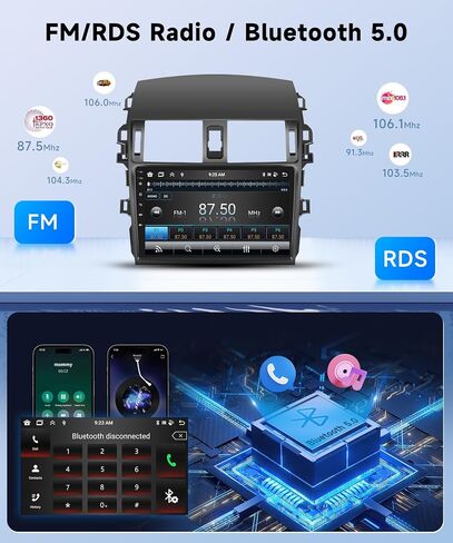 【8Core 6+128G】 لسيارة Toyota Corolla 2009-2013 Android Car Stereo Wireless Carplay Android Auto، 9 بوصة HD 1280 * 720P IPS شاشة لمس راديو GPS WiFi DSP صوت بلوتوث 5.0 SWC كاميرا احتياطية in Saudi Arabia