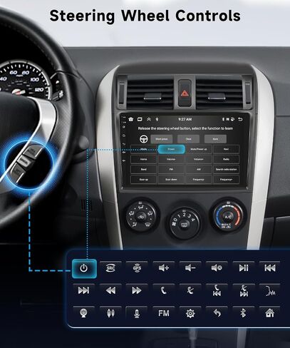 【8Core 6+128G】 لسيارة Toyota Corolla 2009-2013 Android Car Stereo Wireless Carplay Android Auto، 9 بوصة HD 1280 * 720P IPS شاشة لمس راديو GPS WiFi DSP صوت بلوتوث 5.0 SWC كاميرا احتياطية in Saudi Arabia