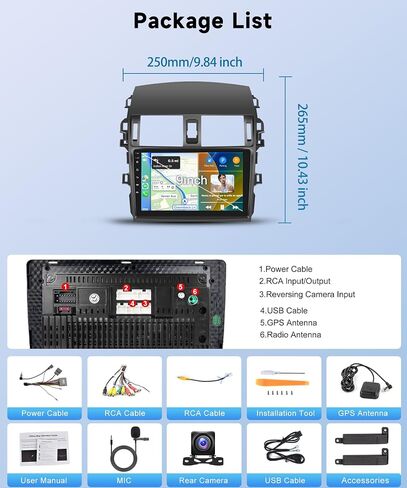 【8Core 6+128G】 لسيارة Toyota Corolla 2009-2013 Android Car Stereo Wireless Carplay Android Auto، 9 بوصة HD 1280 * 720P IPS شاشة لمس راديو GPS WiFi DSP صوت بلوتوث 5.0 SWC كاميرا احتياطية in Saudi Arabia