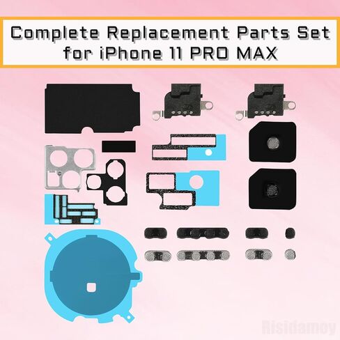 Complete Replace Set for iPhone 11 Pro Max Rear Mic Mesh Camera Bracket Bottom Loudspeaker AntiDust Net Replacement with Motherboard Heat Dissipation Protection Sticker kit in Saudi Arabia