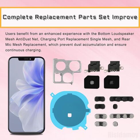 Complete Replace Set for iPhone 11 Pro Max Rear Mic Mesh Camera Bracket Bottom Loudspeaker AntiDust Net Replacement with Motherboard Heat Dissipation Protection Sticker kit in Saudi Arabia
