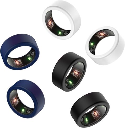 Silicone Ring Cover for Oura Ring Gen3, Protective Cover Compatible with Oura Ring Gen3 Size 6 7 8 9 10 11 12 13, Elastic Ring Case for Oura Ring Working Out(6 Pcs) (2X Black+2X Deep Blue+2X White) in Kuwait