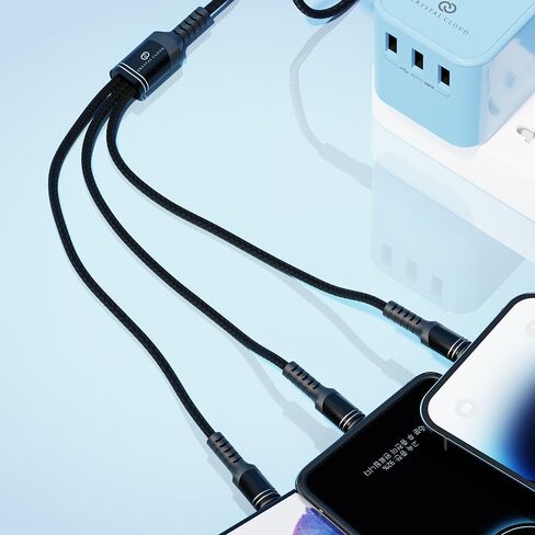 كابل شحن متعدد PD USB C كابل شاحن سريع سلك مجدول من النايلون 3 في 1 C إلى موصلات C/Micro/الهاتف المتوافقة مع الكمبيوتر المحمول/الكمبيوتر اللوحي/الهاتف in Saudi Arabia