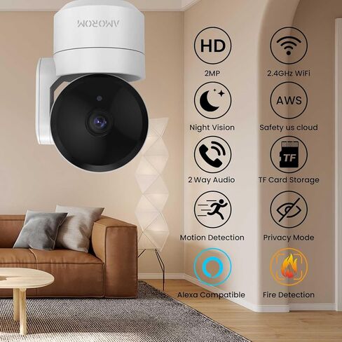 كاميرا أمان منزلية WiFi، عبوتان من الكاميرا الداخلية السلكية مع مسار الحركة، صوت ثنائي الاتجاه، وضع الخصوصية، رؤية ليلية، بطاقة Micro SD / تخزين سحابي، دعم Alexa (مستعمل) in Kuwait