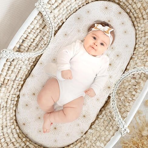 Muslin Bassinet Sheets Baby: Cotton Bassinet Sheets Fitted for Boys and Girls - Bassinet Sheets for Oval Rectangle or Hourglass Mattress(Autumn Leaf) in Kuwait