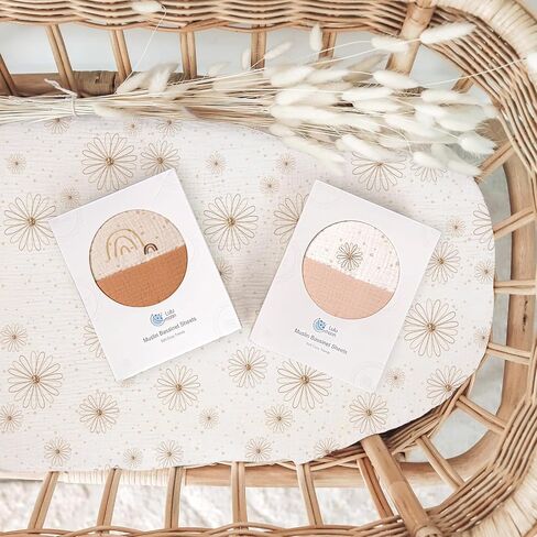 Muslin Bassinet Sheets Baby: Cotton Bassinet Sheets Fitted for Boys and Girls - Bassinet Sheets for Oval Rectangle or Hourglass Mattress(Autumn Leaf) in Kuwait