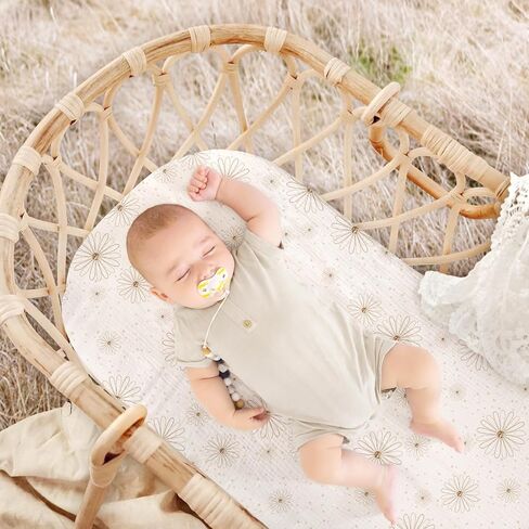 Muslin Bassinet Sheets Baby: Cotton Bassinet Sheets Fitted for Boys and Girls - Bassinet Sheets for Oval Rectangle or Hourglass Mattress(Autumn Leaf) in Kuwait