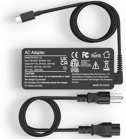 شاحن كمبيوتر محمول USB C بقدرة 100 وات، بديل شاحن Mac Book Pro، متوافق مع Mac Book Air 2020 Mac Book Pro 16/14/13 بوصة M2 M1 2022 2021، محول عالمي مع كابل USB-C للشحن السريع in Kuwait