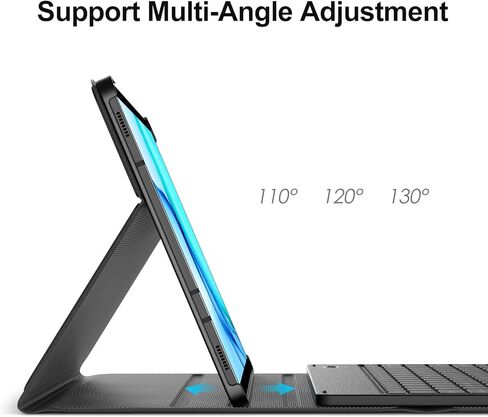 حافظة لوحة مفاتيح Galaxy Tab S8 Plus/ S7 Plus، قابلة للفصل لاسلكيًا، غطاء حامل من جلد البولي يوريثان، قابل لإعادة الشحن عبر USB صغير، حافظة لوحة مفاتيح لهاتف Samsung Galaxy Tab S8+ 2022، S7+ 2020 12.4 بوصة، أسود in Kuwait