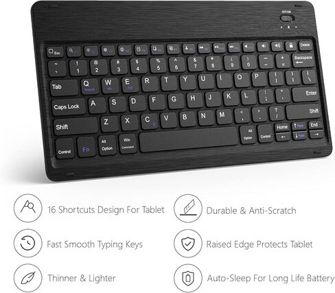 حافظة لوحة مفاتيح Galaxy Tab S8 Plus/ S7 Plus، قابلة للفصل لاسلكيًا، غطاء حامل من جلد البولي يوريثان، قابل لإعادة الشحن عبر USB صغير، حافظة لوحة مفاتيح لهاتف Samsung Galaxy Tab S8+ 2022، S7+ 2020 12.4 بوصة، أسود in Kuwait
