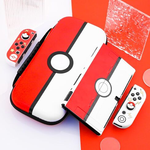 HYPERCASE for Nintendo Switch Accessories Bundle Storage Kit, with Portable Switch Carrying Case Bag, Hardshell TPU Protective Cover Skin for NS, HD Screen Protector and 2 Thump Caps - Red & White in Saudi Arabia