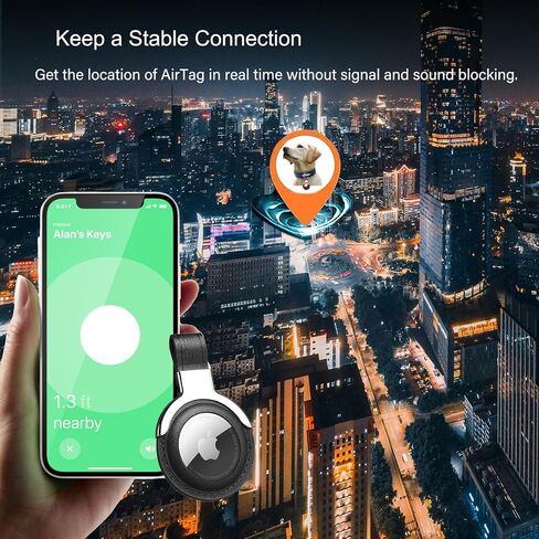 حامل Airtag من الجلد الطبيعي مصمم لسلاسل مفاتيح Apple Airtags. تصميم مضغوط مع حلقات مفاتيح لمزيد من الراحة والغلاف الواقي لـ Airtag. (أسود in Saudi Arabia