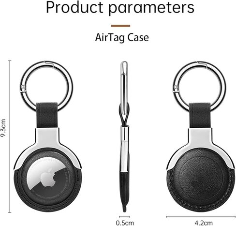 حامل Airtag من الجلد الطبيعي مصمم لسلاسل مفاتيح Apple Airtags. تصميم مضغوط مع حلقات مفاتيح لمزيد من الراحة والغلاف الواقي لـ Airtag. (أسود in Saudi Arabia
