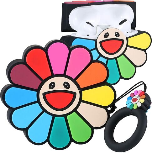 Besoar لـ AirPods Pro 2019/Pro 2 Gen 2022 حافظة كارتونية لطيفة من السيليكون Kawaii لأجهزة Apple AirPod Air Pods Pro تصميم غطاء رائع فريد من نوعه وممتع ومضحك وناعم للفتيات والأولاد (زهور لونية) in Kuwait