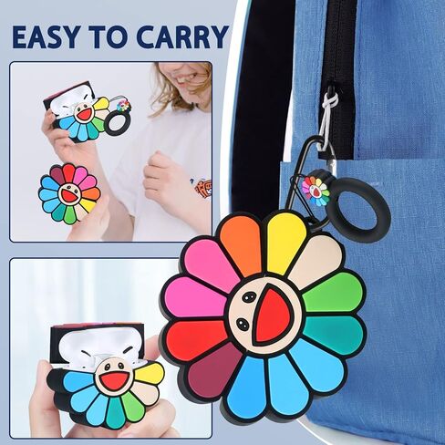 Besoar لـ AirPods Pro 2019/Pro 2 Gen 2022 حافظة كارتونية لطيفة من السيليكون Kawaii لأجهزة Apple AirPod Air Pods Pro تصميم غطاء رائع فريد من نوعه وممتع ومضحك وناعم للفتيات والأولاد (زهور لونية) in Kuwait