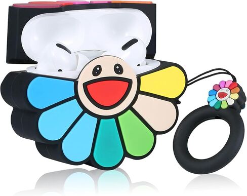 Besoar لـ AirPods Pro 2019/Pro 2 Gen 2022 حافظة كارتونية لطيفة من السيليكون Kawaii لأجهزة Apple AirPod Air Pods Pro تصميم غطاء رائع فريد من نوعه وممتع ومضحك وناعم للفتيات والأولاد (زهور لونية) in Kuwait