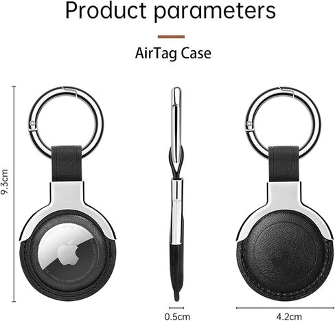 حامل Airtag من الجلد الطبيعي مصمم لسلاسل مفاتيح Apple Airtags. تصميم مضغوط مع حلقات مفاتيح لمزيد من الراحة والغلاف الواقي لـ Airtag. (أسود in Saudi Arabia