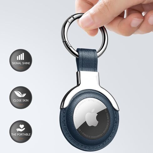 حامل Airtag من الجلد الطبيعي مصمم لسلاسل مفاتيح Apple Airtags. تصميم مضغوط مع حلقات مفاتيح لمزيد من الراحة والغلاف الواقي لـ Airtag. (أسود in Saudi Arabia