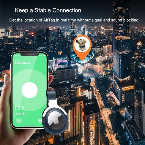 حامل Airtag من الجلد الطبيعي مصمم لسلاسل مفاتيح Apple Airtags. تصميم مضغوط مع حلقات مفاتيح لمزيد من الراحة والغلاف الواقي لـ Airtag. (أسود in Saudi Arabia