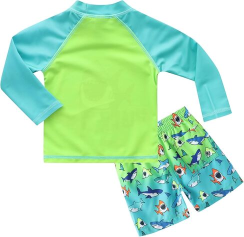 مجموعة ملابس السباحة للأطفال الصغار من Rash Guard بأكمام طويلة للأطفال الصغار من قطعتين مع سروال سباحة in Kuwait