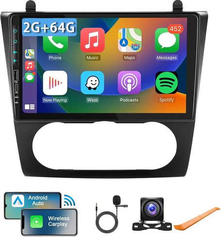 ستيريو سيارة أندرويد 2G + 64G لسيارة Nissan Altima 2008-2012 مع Carplay Android Auto، شاشة لمس 9 بوصات بلوتوث راديو السيارة يدعم نظام تحديد المواقع والملاحة WiFi FM SWC USB + كاميرا احتياطية (مكيف هواء يدوي) in Saudi Arabia