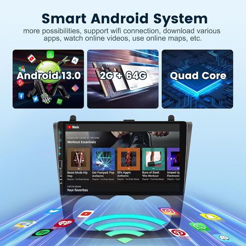 ستيريو سيارة أندرويد 2G + 64G لسيارة Nissan Altima 2008-2012 مع Carplay Android Auto، شاشة لمس 9 بوصات بلوتوث راديو السيارة يدعم نظام تحديد المواقع والملاحة WiFi FM SWC USB + كاميرا احتياطية (مكيف هواء يدوي) in Saudi Arabia