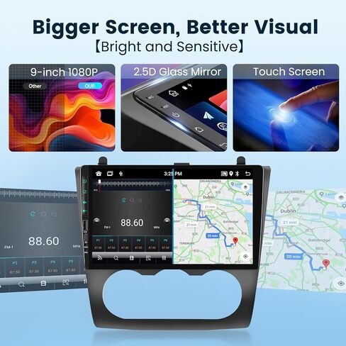 ستيريو سيارة أندرويد 2G + 64G لسيارة Nissan Altima 2008-2012 مع Carplay Android Auto، شاشة لمس 9 بوصات بلوتوث راديو السيارة يدعم نظام تحديد المواقع والملاحة WiFi FM SWC USB + كاميرا احتياطية (مكيف هواء يدوي) in Saudi Arabia