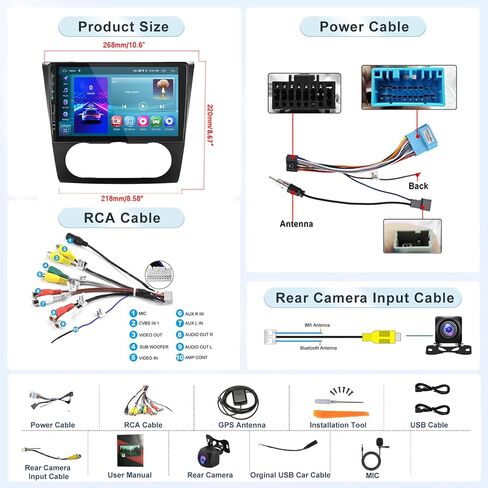 ستيريو سيارة أندرويد 2G + 64G لسيارة Nissan Altima 2008-2012 مع Carplay Android Auto، شاشة لمس 9 بوصات بلوتوث راديو السيارة يدعم نظام تحديد المواقع والملاحة WiFi FM SWC USB + كاميرا احتياطية (مكيف هواء يدوي) in Saudi Arabia