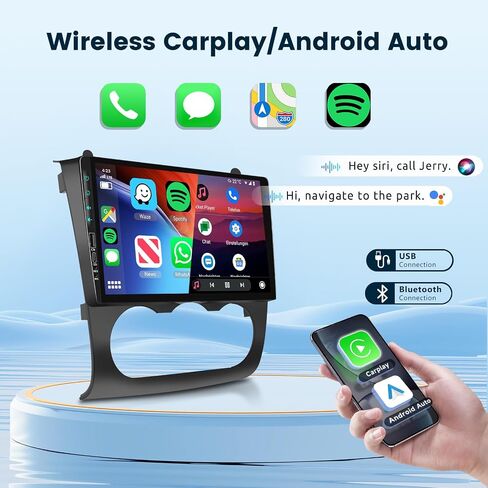 ستيريو سيارة أندرويد 2G + 64G لسيارة Nissan Altima 2008-2012 مع Carplay Android Auto، شاشة لمس 9 بوصات بلوتوث راديو السيارة يدعم نظام تحديد المواقع والملاحة WiFi FM SWC USB + كاميرا احتياطية (مكيف هواء يدوي) in Saudi Arabia