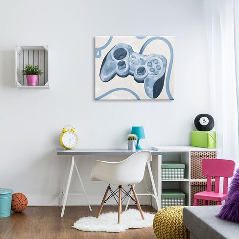 Stupell Industries Blue Video Game Controller Soft Vintage Design, Designed by Daphne Polselli Canvas Wall Art, 40 x 30 in Saudi Arabia