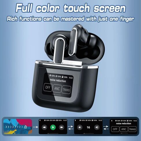 ANC earbuds with screen controlled- Advanced Noise-Canceling Bluetooth in-Ear Headphones with Smart Case and Type-C Fast Charging in Saudi Arabia
