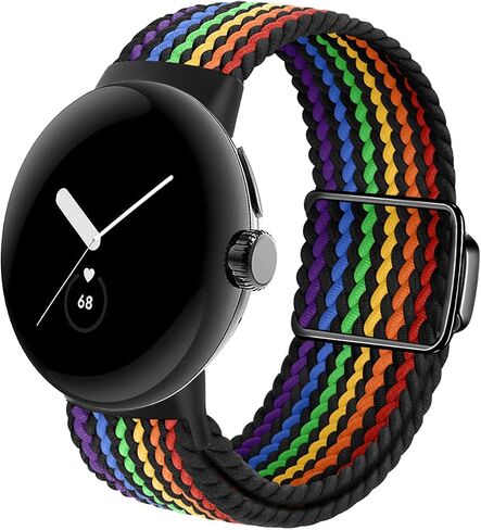 أحزمة BlackPro المضفرة متوافقة مع Google Pixel Watch 2/Pixel Watch Band، أشرطة ساعة من النايلون قابلة للتمدد وقابلة للتعديل، حزام رياضي لساعة Pixel 1 & 2 مع إغلاق مغناطيسي مدمج مطور للرجال والنساء in Kuwait