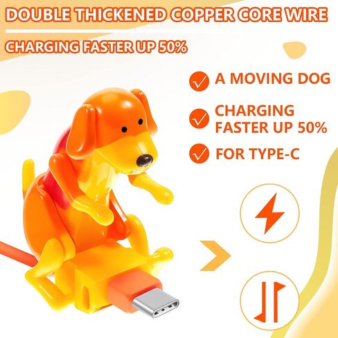 كابل شحن للكلاب، كابل USB للهواتف الذكية، شاحن USB لنقل البيانات، كابل صغير للكلاب لشحن USB للهواتف المحمولة، متوافق فقط مع النوع c (لطيف، نمط سبوت، برتقالي، أبيض) in Kuwait
