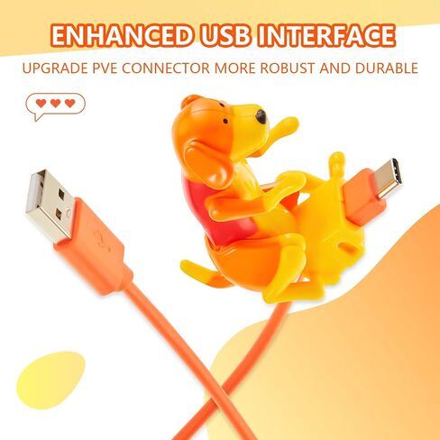 كابل شحن للكلاب، كابل USB للهواتف الذكية، شاحن USB لنقل البيانات، كابل صغير للكلاب لشحن USB للهواتف المحمولة، متوافق فقط مع النوع c (لطيف، نمط سبوت، برتقالي، أبيض) in Kuwait