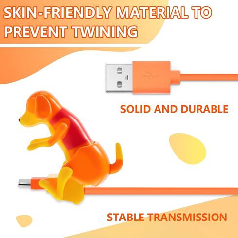 كابل شحن للكلاب، كابل USB للهواتف الذكية، شاحن USB لنقل البيانات، كابل صغير للكلاب لشحن USB للهواتف المحمولة، متوافق فقط مع النوع c (لطيف، نمط سبوت، برتقالي، أبيض) in Kuwait
