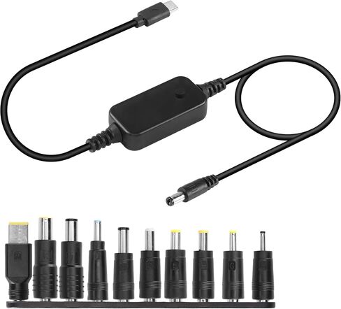 CERRXIAN 1.6FT USB C to DC PD Adapter Cable with 10 Connecor Tips,Type-C to DC Power Cable Output Adjustable Voltage 5V-9V-12V-15V-20V PD Fast Charging Cable in Saudi Arabia
