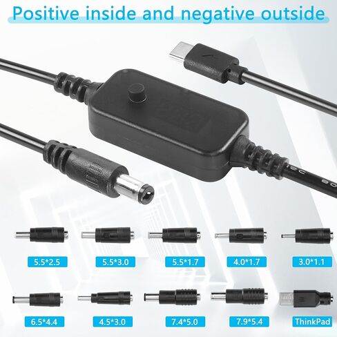 CERRXIAN 1.6FT USB C to DC PD Adapter Cable with 10 Connecor Tips,Type-C to DC Power Cable Output Adjustable Voltage 5V-9V-12V-15V-20V PD Fast Charging Cable in Saudi Arabia