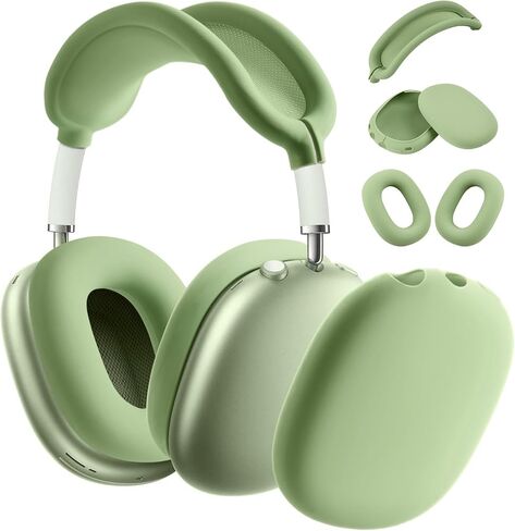 Silicone Case Cover for AirPods Max, Ear Pad Case Cover Ear Cups Cover, Headband Cover for AirPods Max Headphones, Anti-Scratch Accessories Soft Silicone Protector for Apple AirPods Max-Green in Saudi Arabia